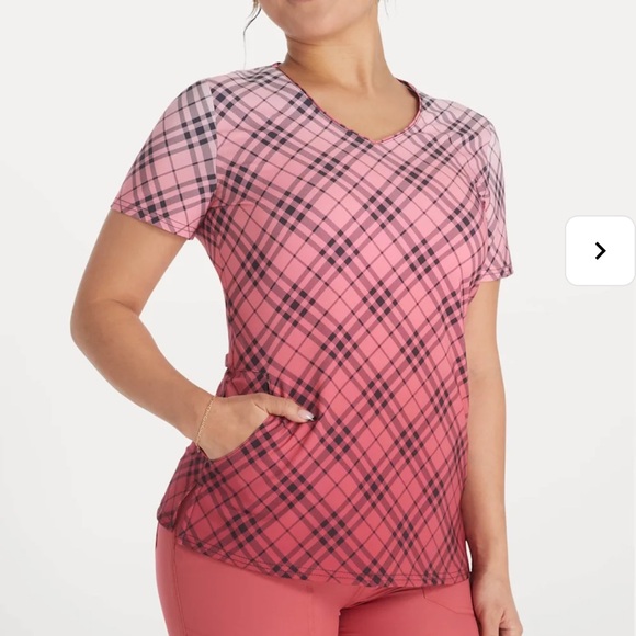 Dickies Pants - Dickies EDS Plaid Dip Dye V-Neck Print Scrub Top Size  Medium